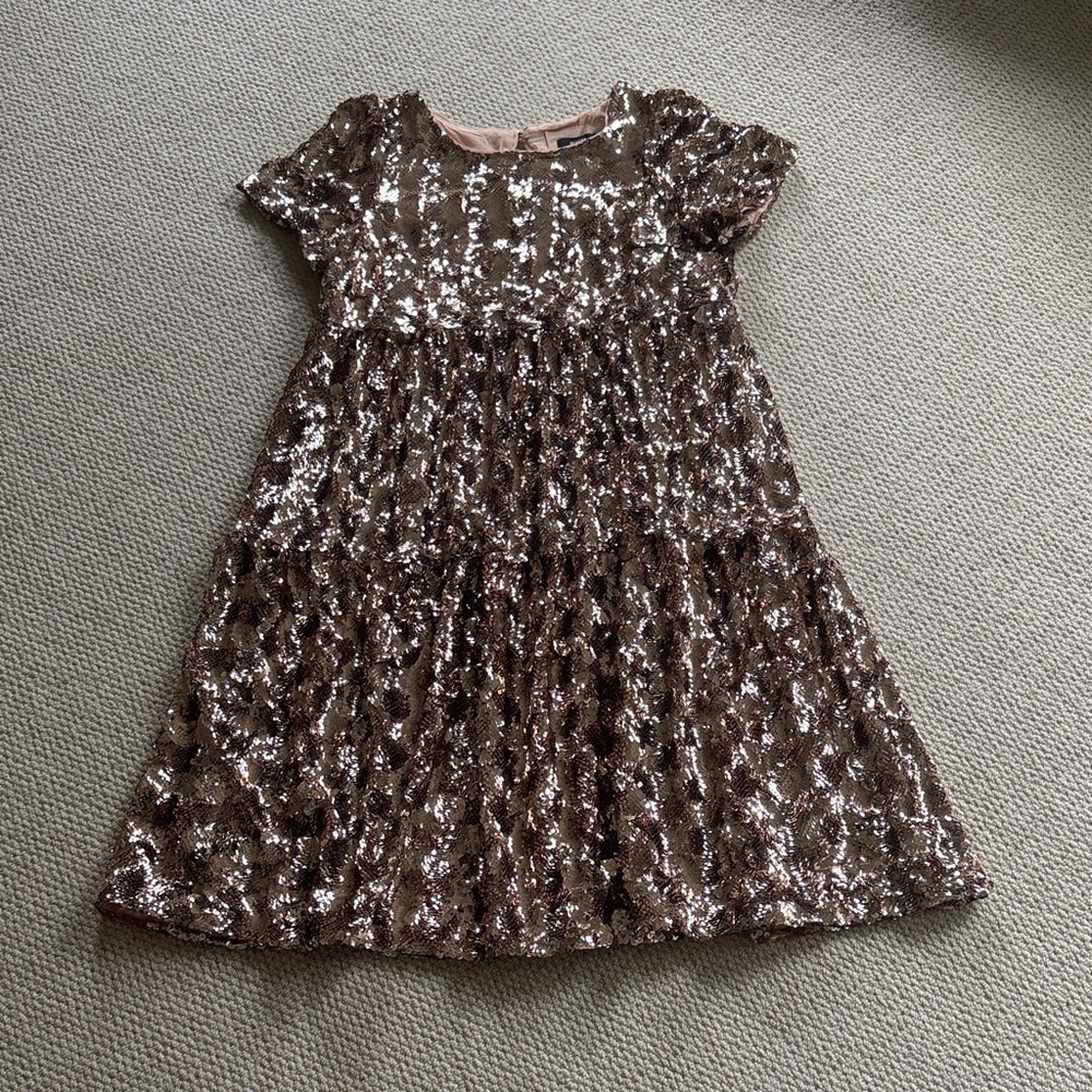 Maeve Women’s Rose Gold Sequin Tiered Dress